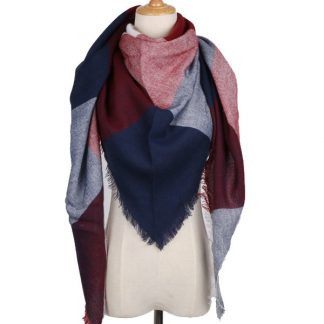 Navy and Red Triangle Winter Scarf For Women